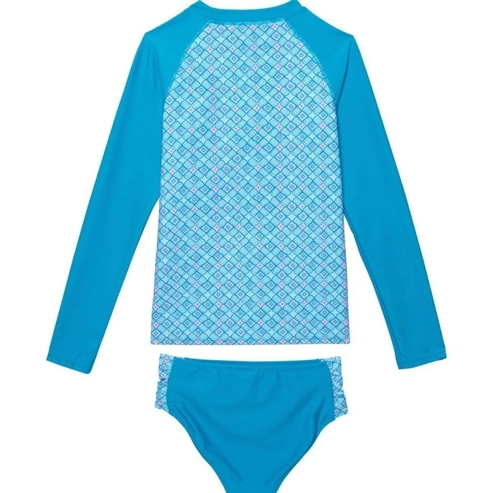 NEW Cabana Life | Girls Printed Rash Guard and Bikini Bottoms Set - UPF 50+ Sz 4